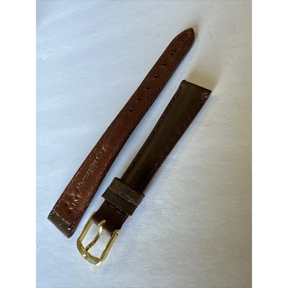 Kreisler Brown Norwegian Calf Leather Watch Strap 12mm Gold Buckle Vintage Band